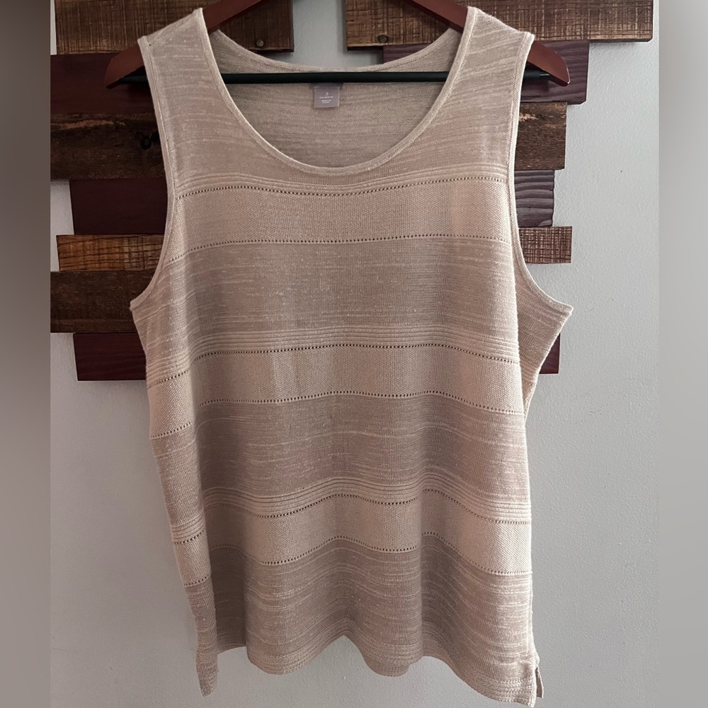 Chicos Womens 3 sleeveless top blouse tan knit neutral coastal beige - Picture 6 of 6